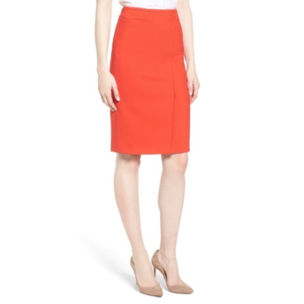 Hugo Boss 12 NWT Vadama Ponte Pencil Skirt Sunset Orange